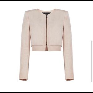 BCBG blush cropped faux suede jacket XS